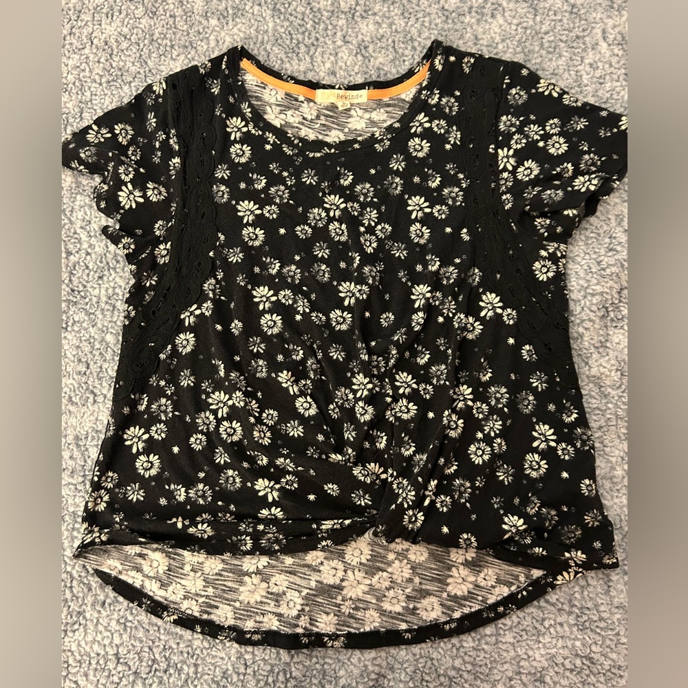 Floral Black and White Women's Top